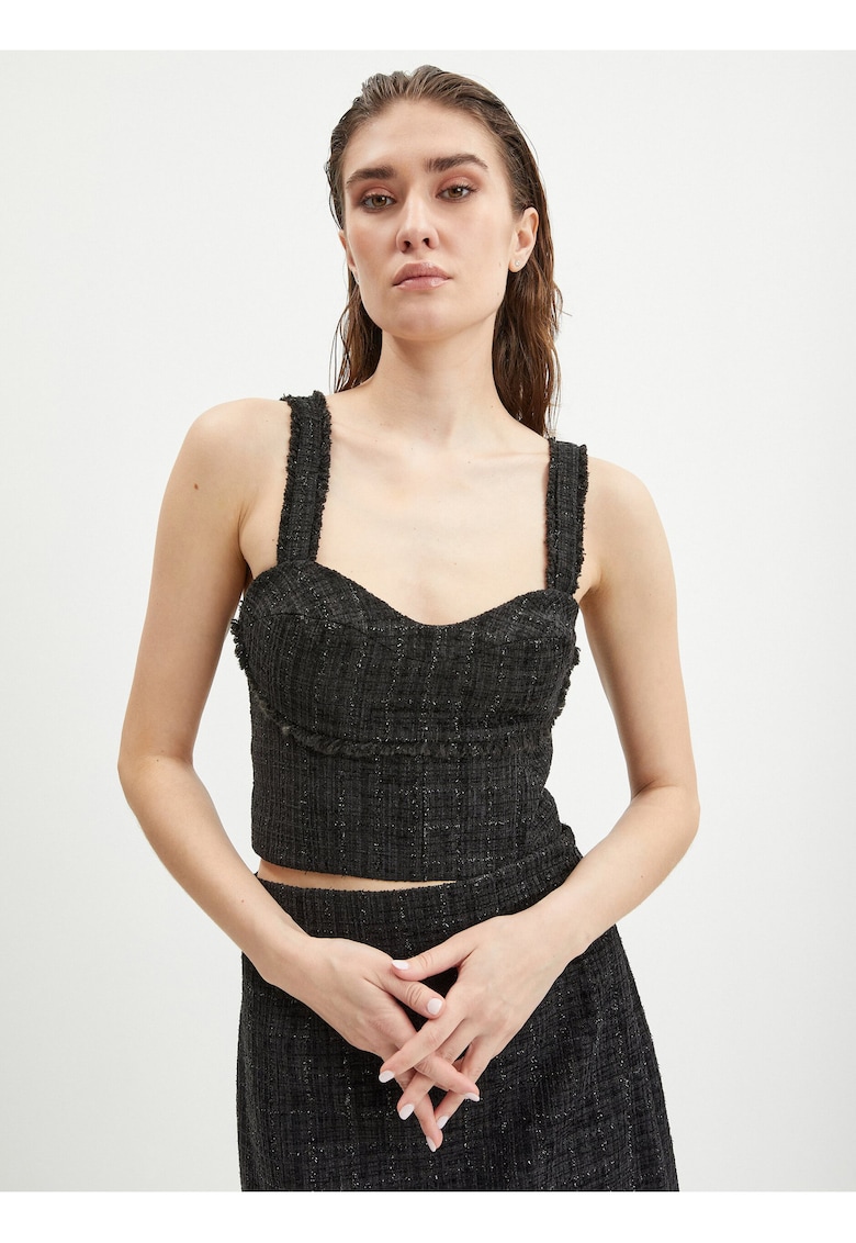 Top din tweed Emily - Negru