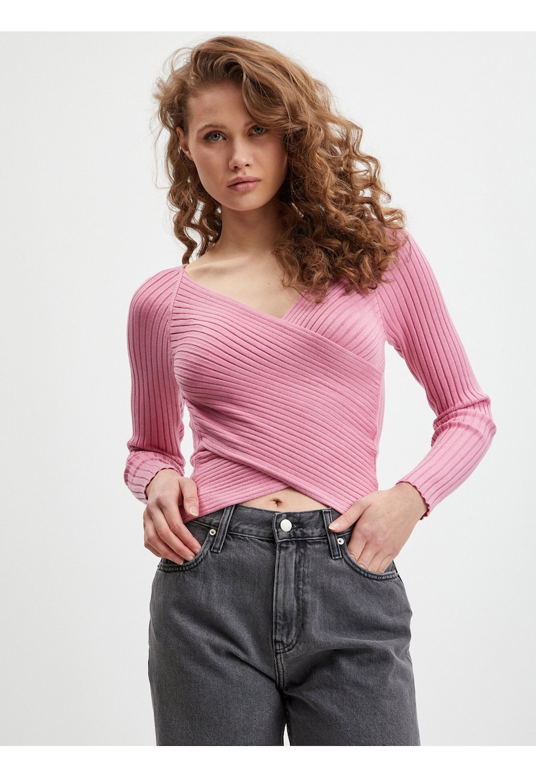 Pulover asimetric cu decolteu petrecut