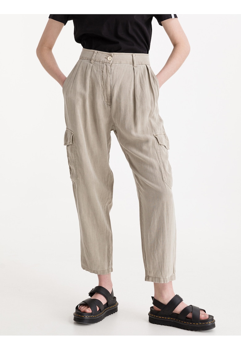 Pantaloni cargo din amestec de in si liocel
