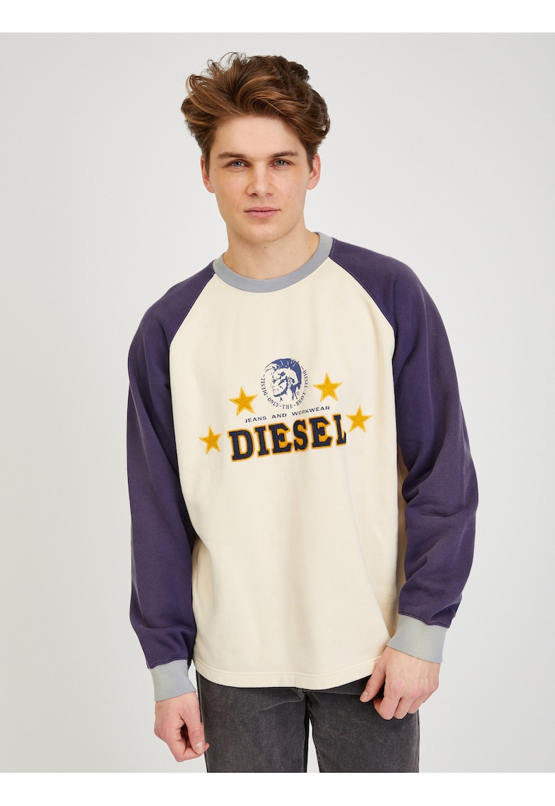 Bluza de trening cu maneci raglan si imprimeu logo