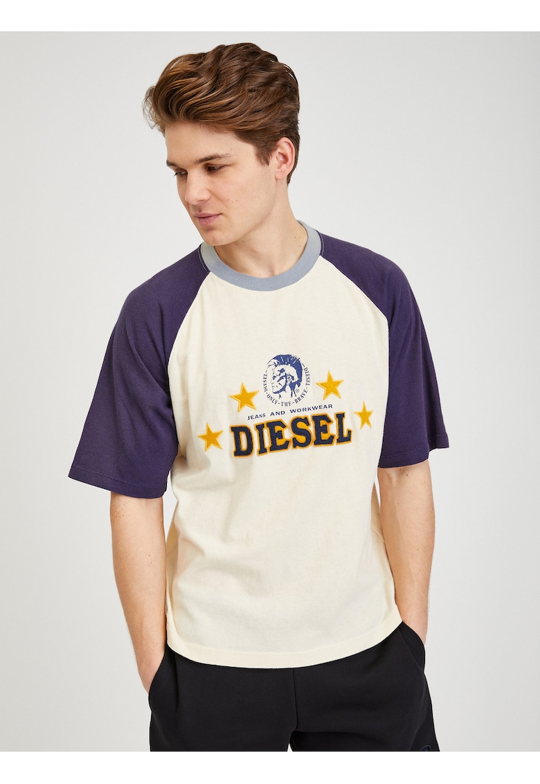 Tricou colorblock cu maneci raglan