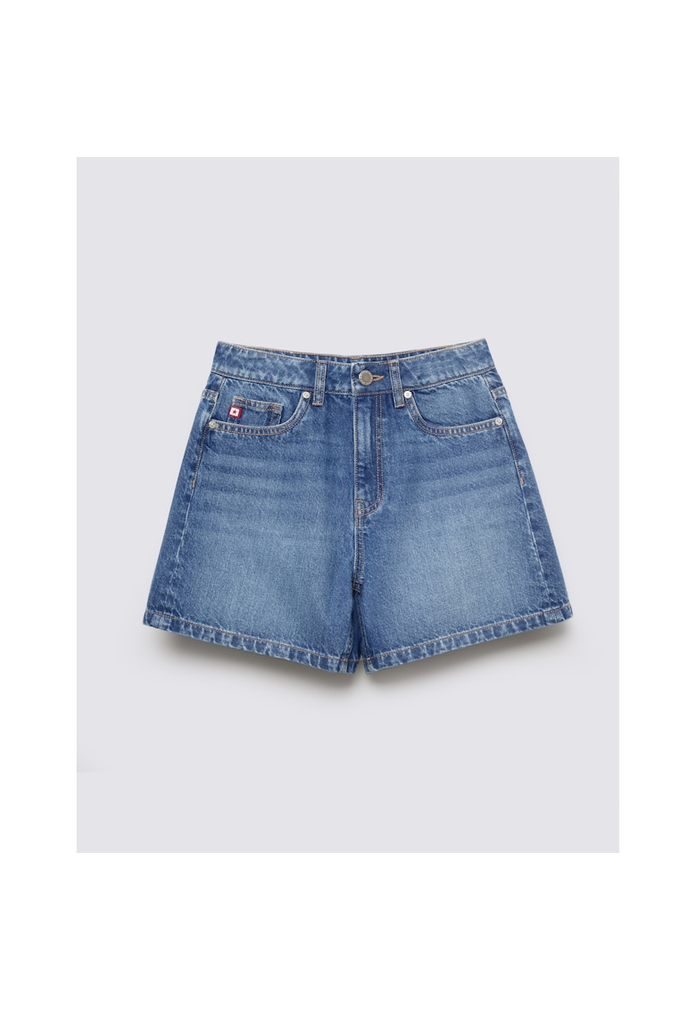 Pantaloni scurti wide leg din denim cu talie inalta Rue