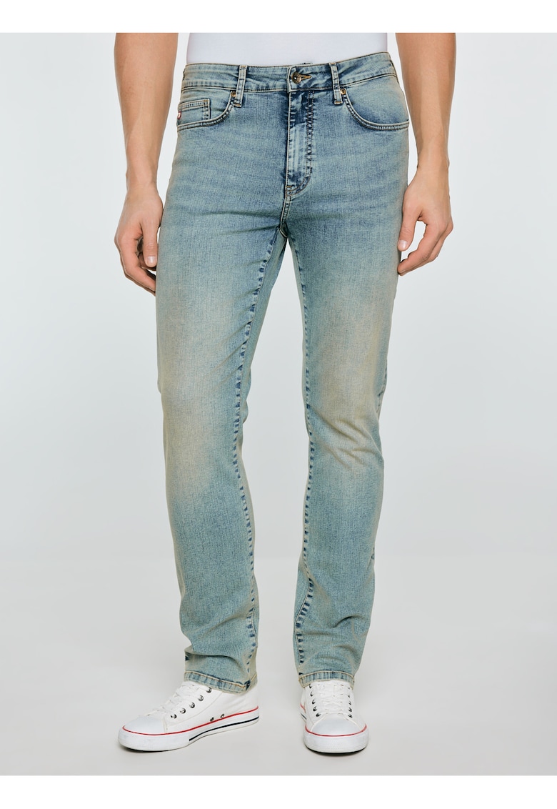 Blugi slim fit cu aspect decolorat Terry