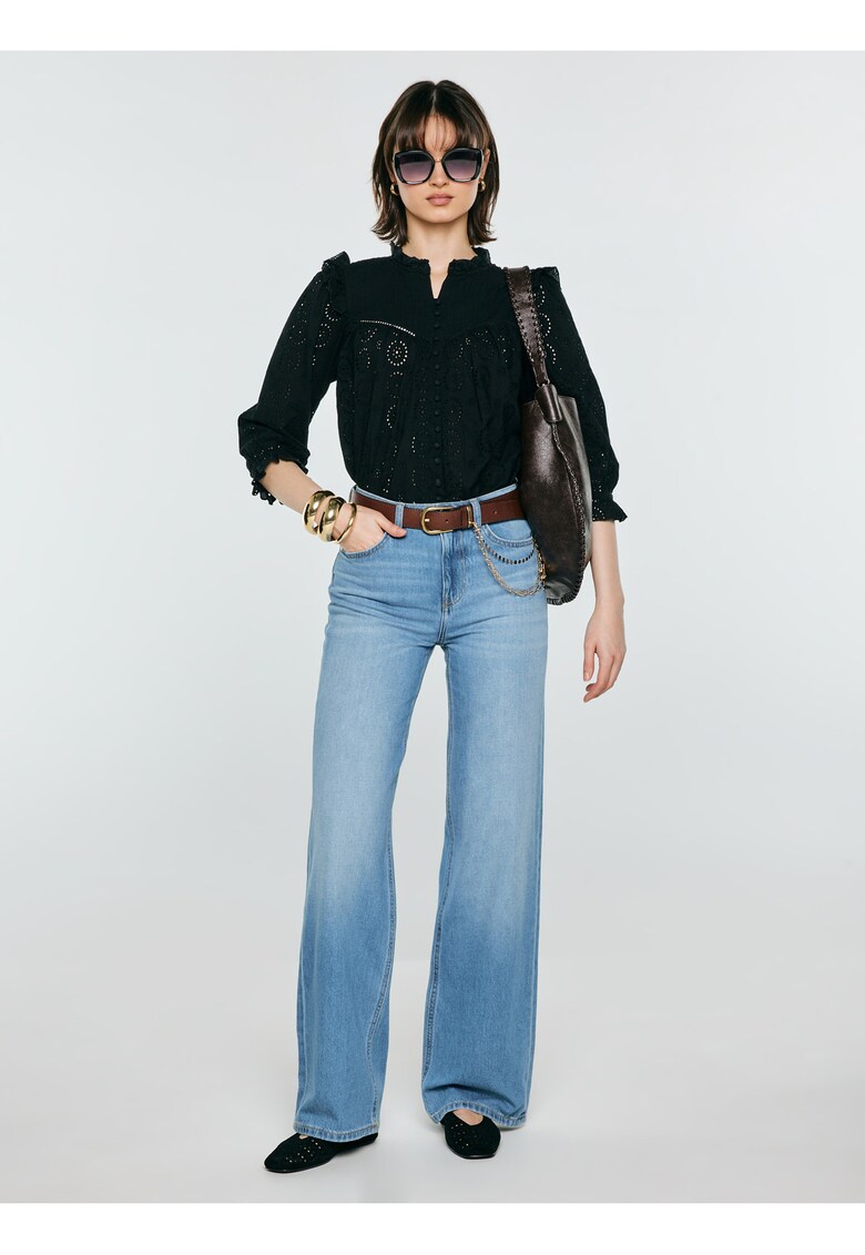 Camasa din bumbac cu aplicatii cu volane