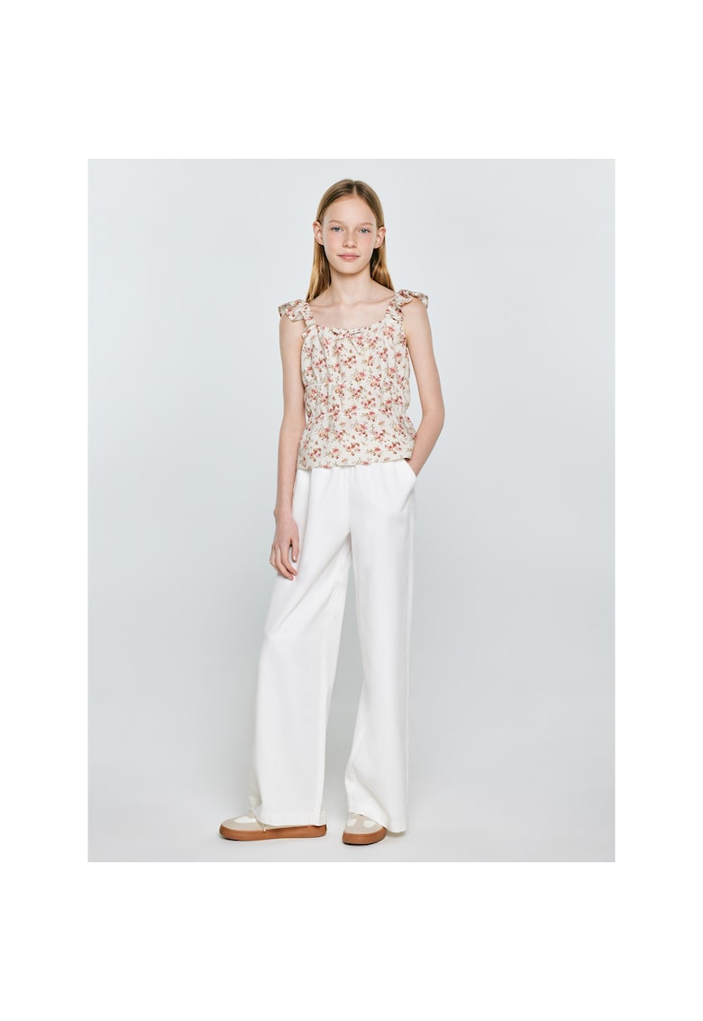 Top floral cu volane