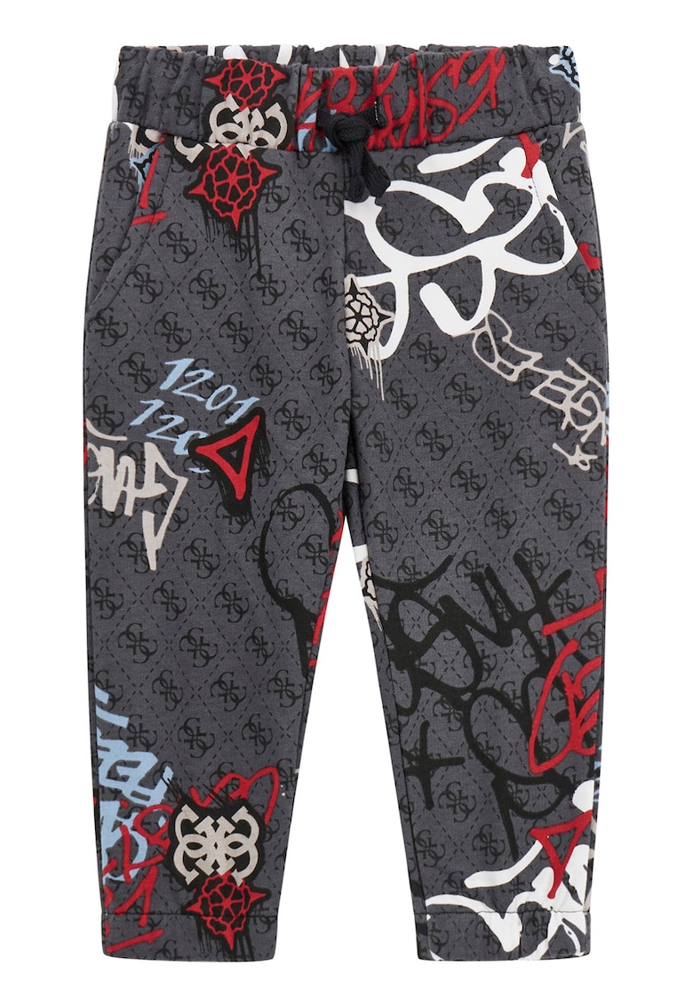 Pantaloni de trening din bumbac cu imprimeu graffiti - Gri inchis