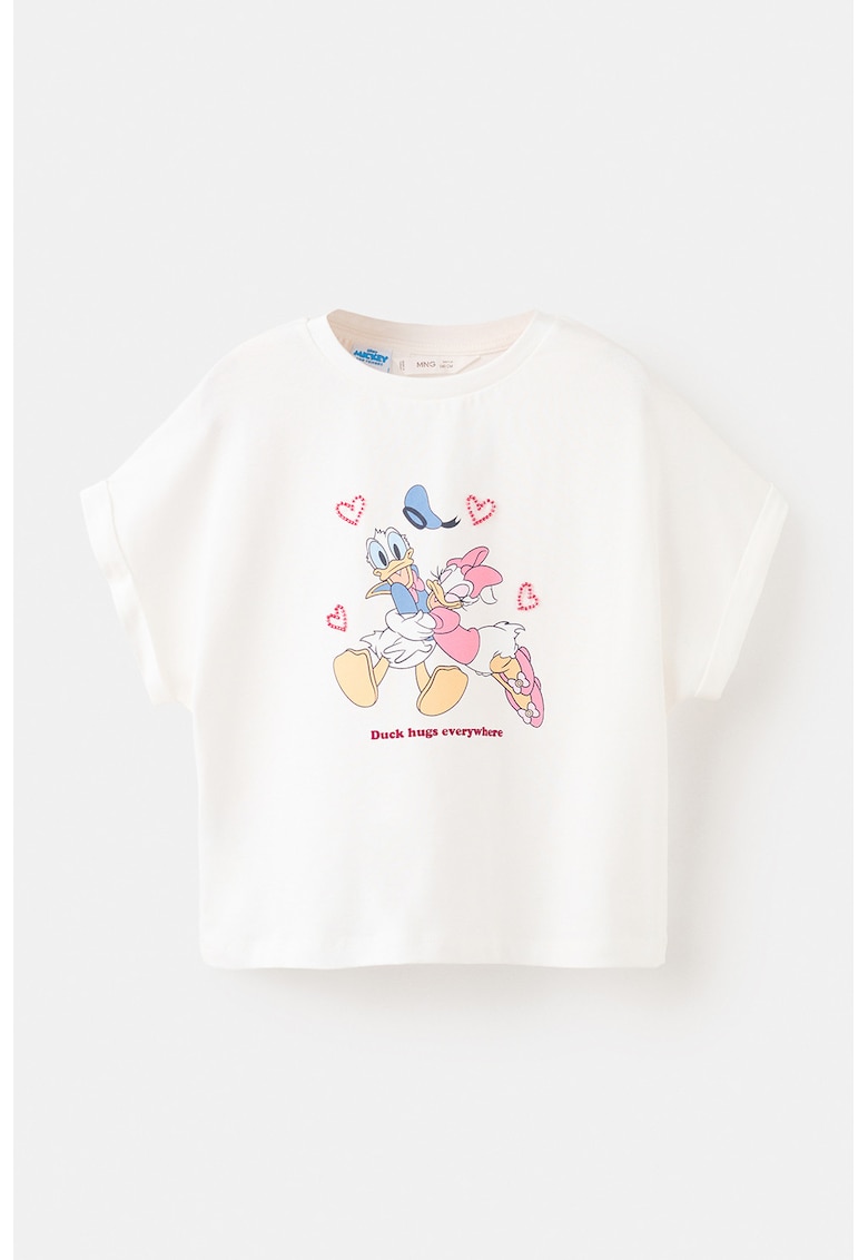 Tricou cu imprimeu Donald&Daisy Duck - Alb/Galben pai/Albastru azur/Roz pal