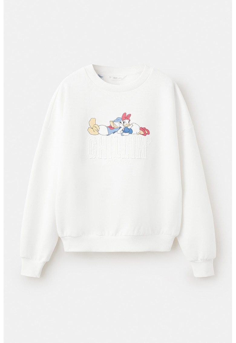 Bluza de trening cu imprimeu Daisy Donald - Alb/Coral/Albastru azur/Bej deschis