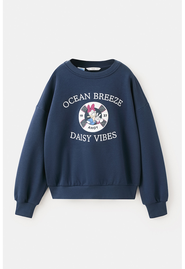 Bluza de trening de bumbac cu imprimeu - Alb/Albastru inchis/Roz zmeuriu