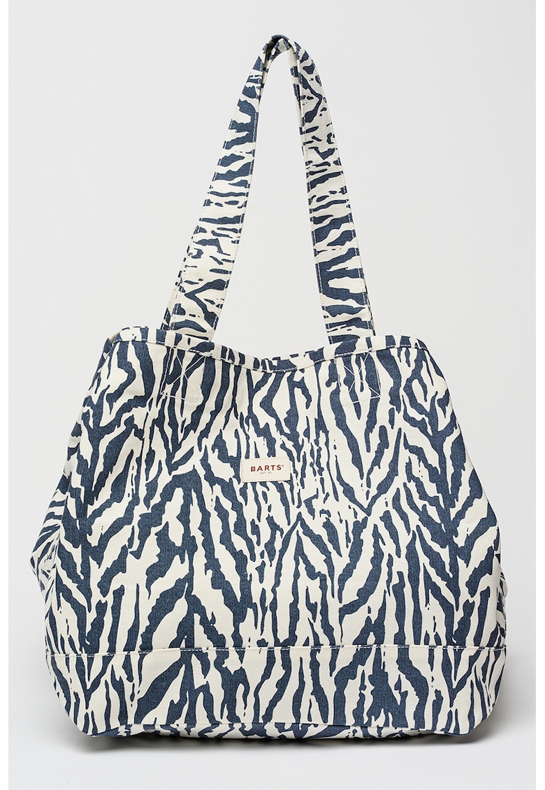 Geanta shopper cu model Juno - Alb/Albastru ultramarin