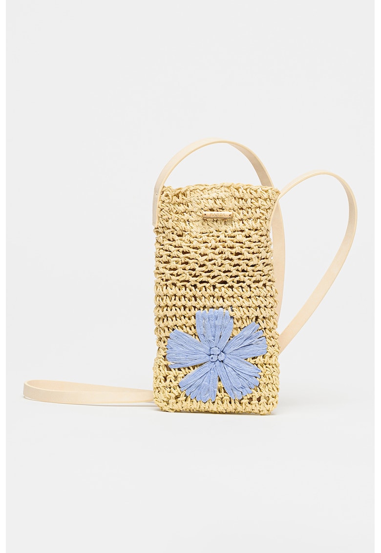 Geanta pentru telefon cu detaliu floral Hayze - Albastru lavanda/Crem