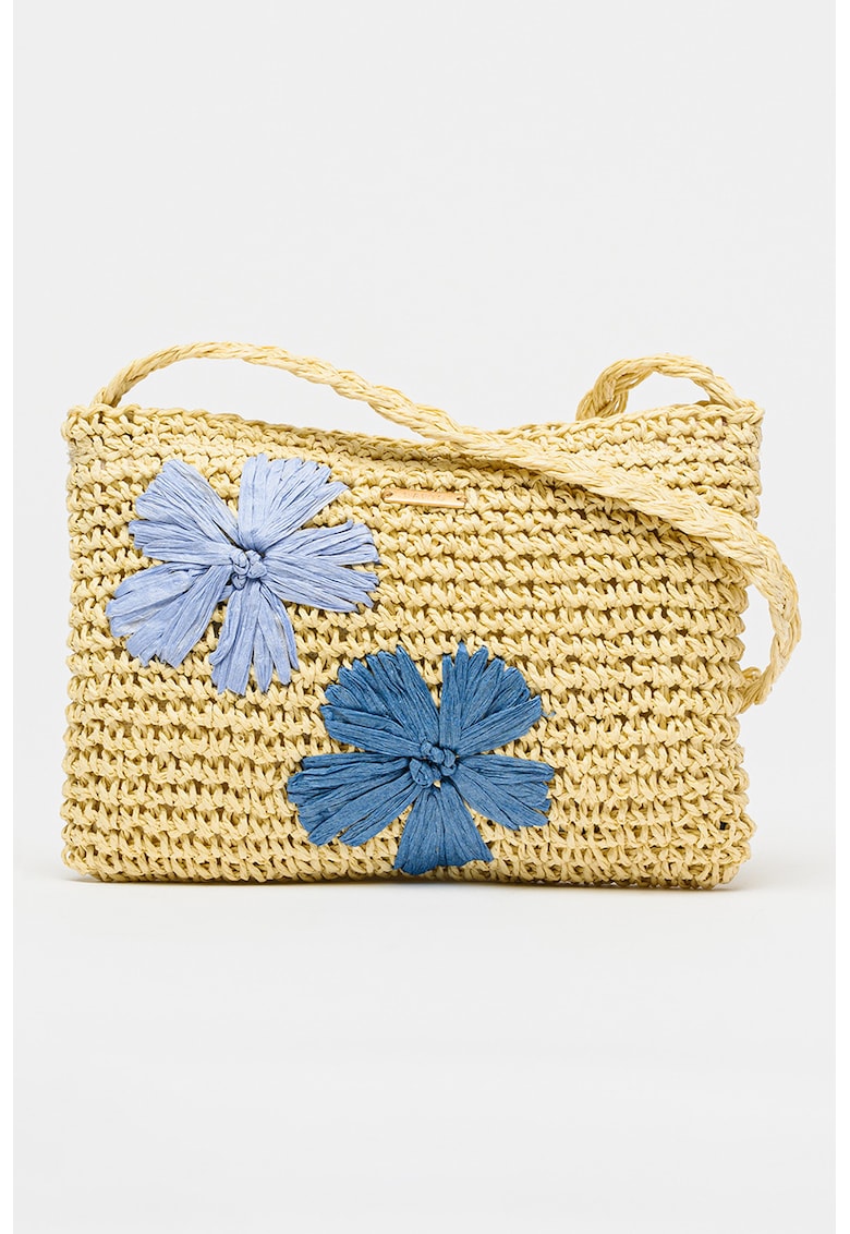 Geanta crossbody cu aplicatii florale Hayze - Crem