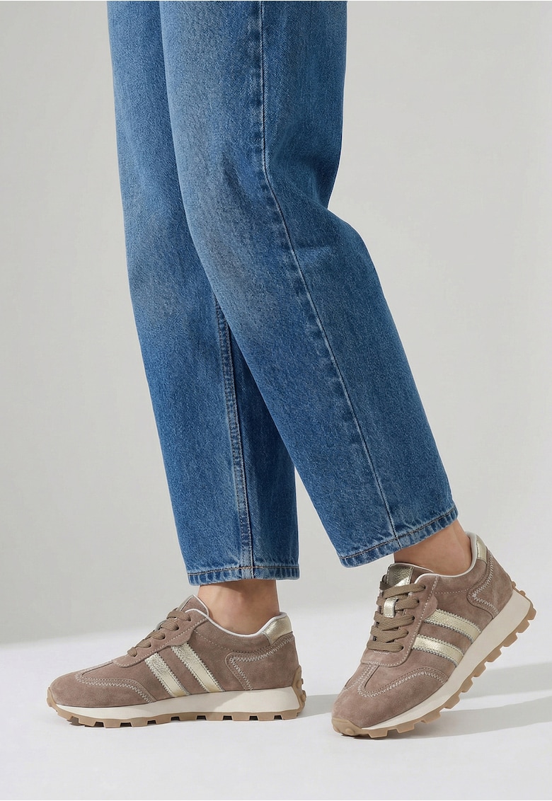 Pantofi sport uni din piele intoarsa cu profil jos