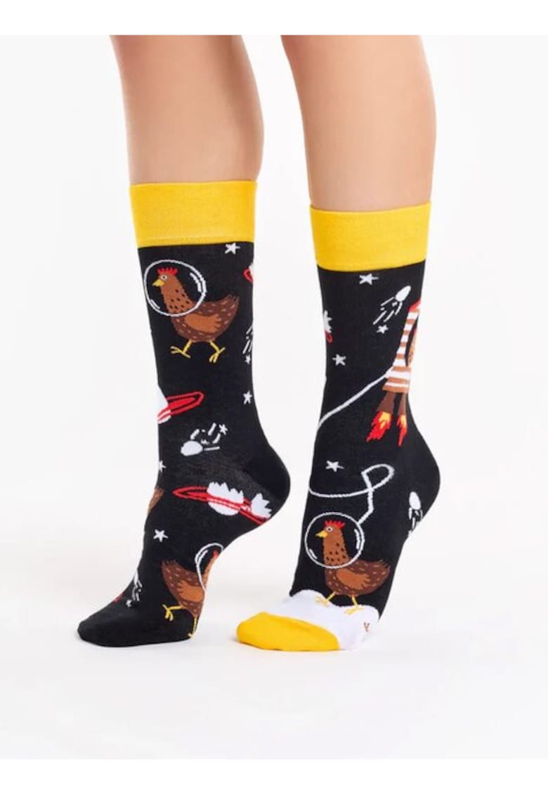 Sosete cu model Hen Astronaut - Negru