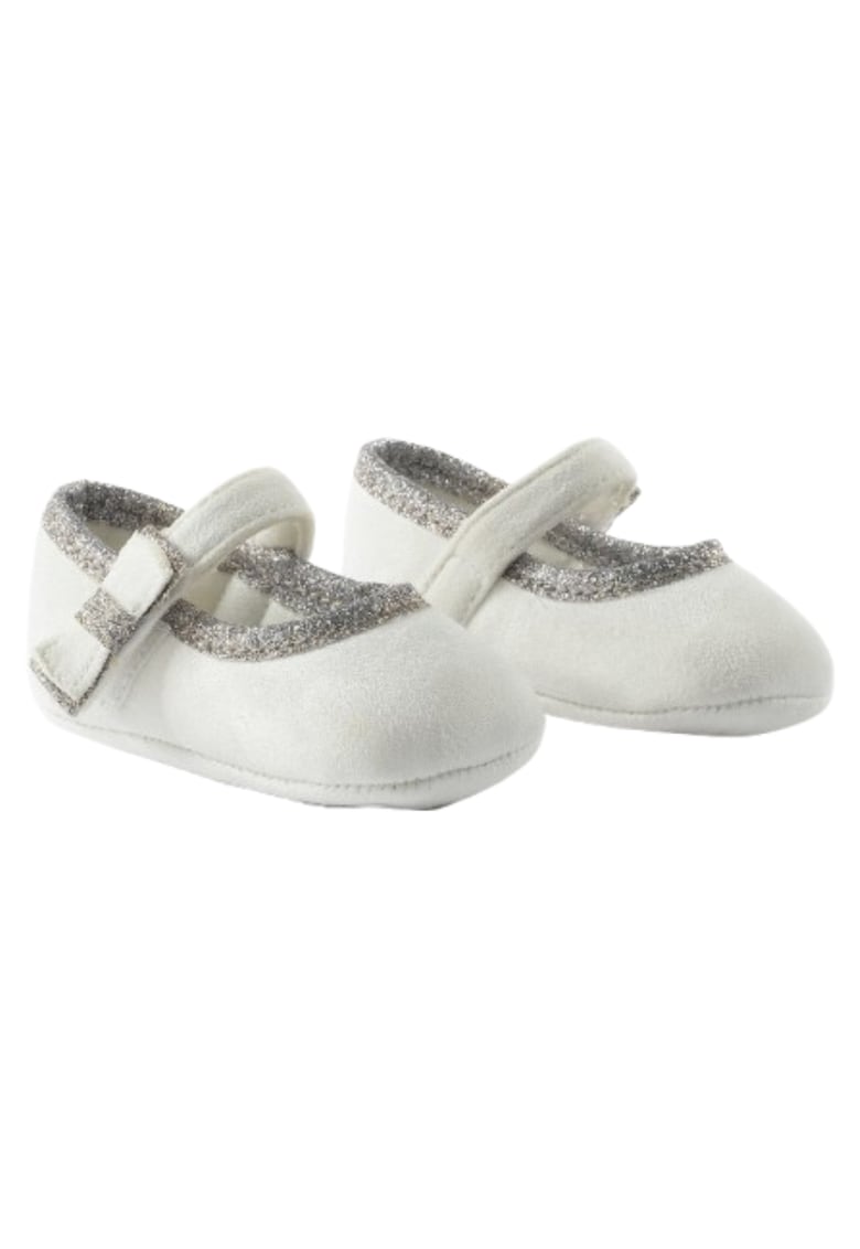 Pantofi bebe fetita iDO - velcro - eleganti - Alb/Argintiu