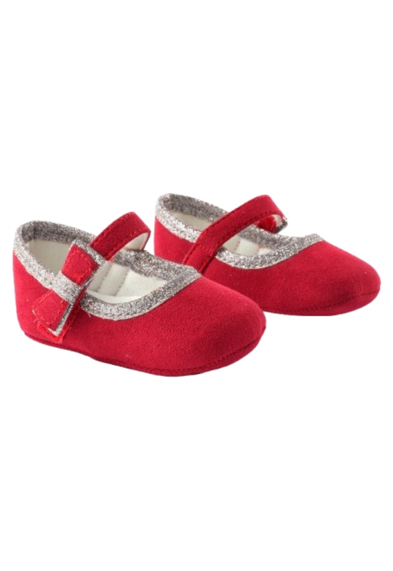 Pantofi bebe fetita iDO - velcro - eleganti - Rosu/Auriu