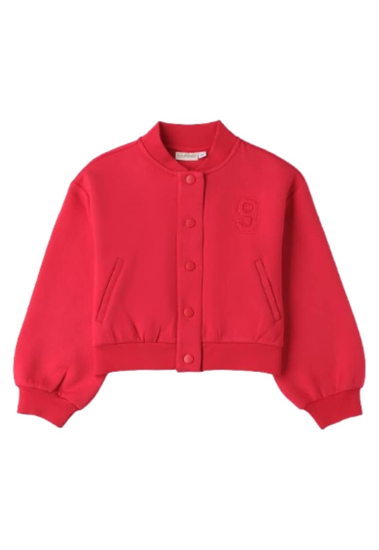Jacheta tip bomber fete neopren cu capse - Rosu