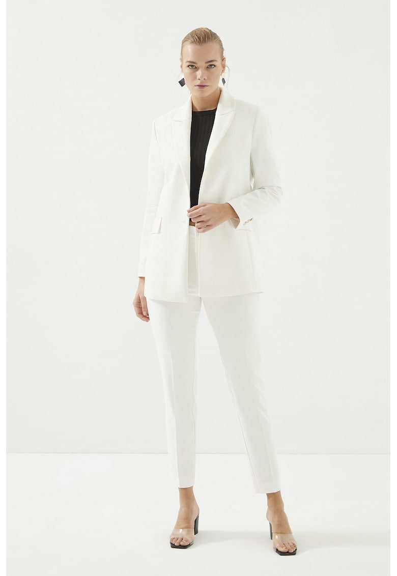 Pantaloni skinny chino cu pensa - Alb optic