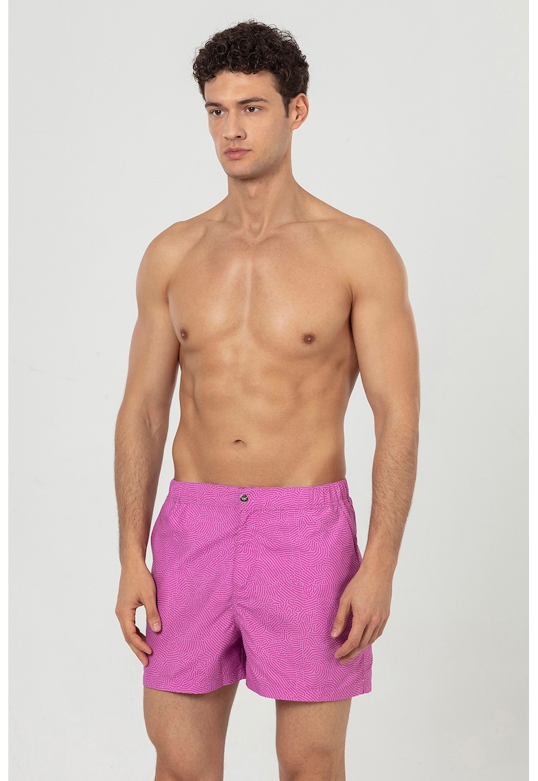 Pantaloni scurti de baie cu buzunare laterale - Fucsia