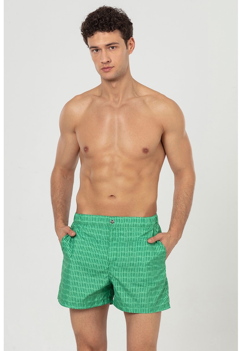 Pantaloni scurti de baie cu buzunare laterale - Verde electric