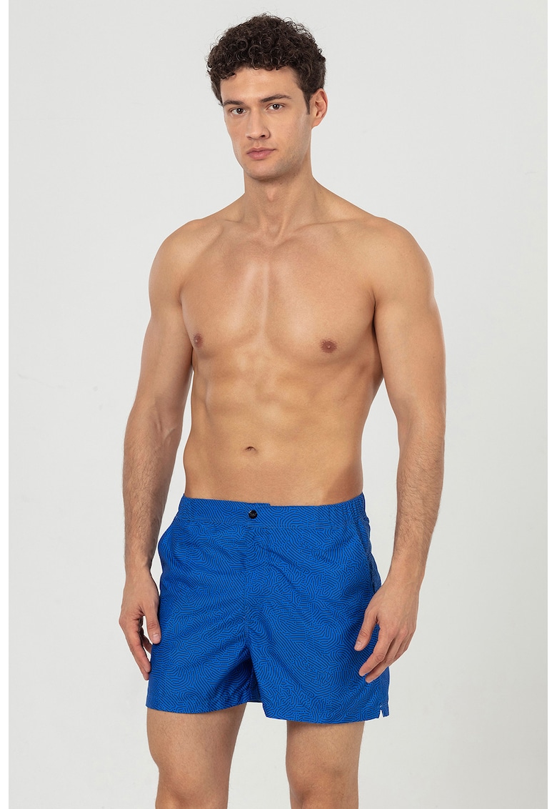 Pantaloni scurti de baie cu buzunare laterale - Albastru royal/Gri inchis