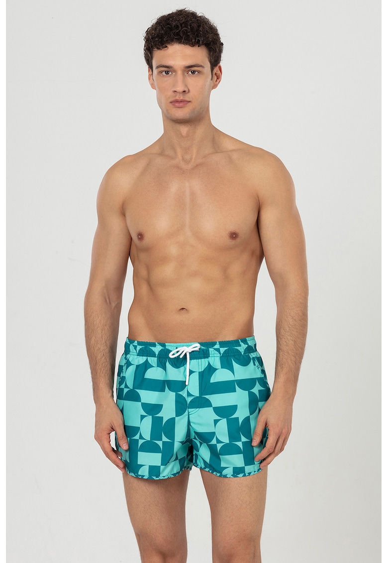 Pantaloni scurti de baie cu buzunare - Verde persan/Verde menta