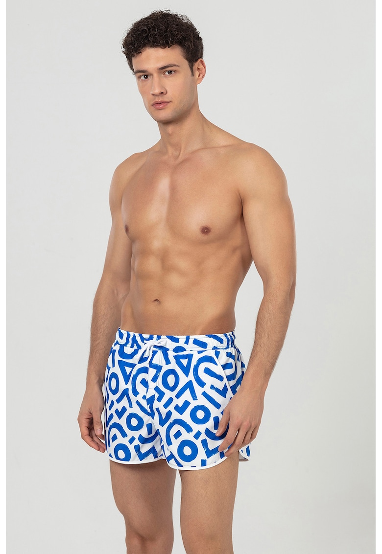 Pantaloni scurti de baie cu buzunare - Albastru royal/Alb optic
