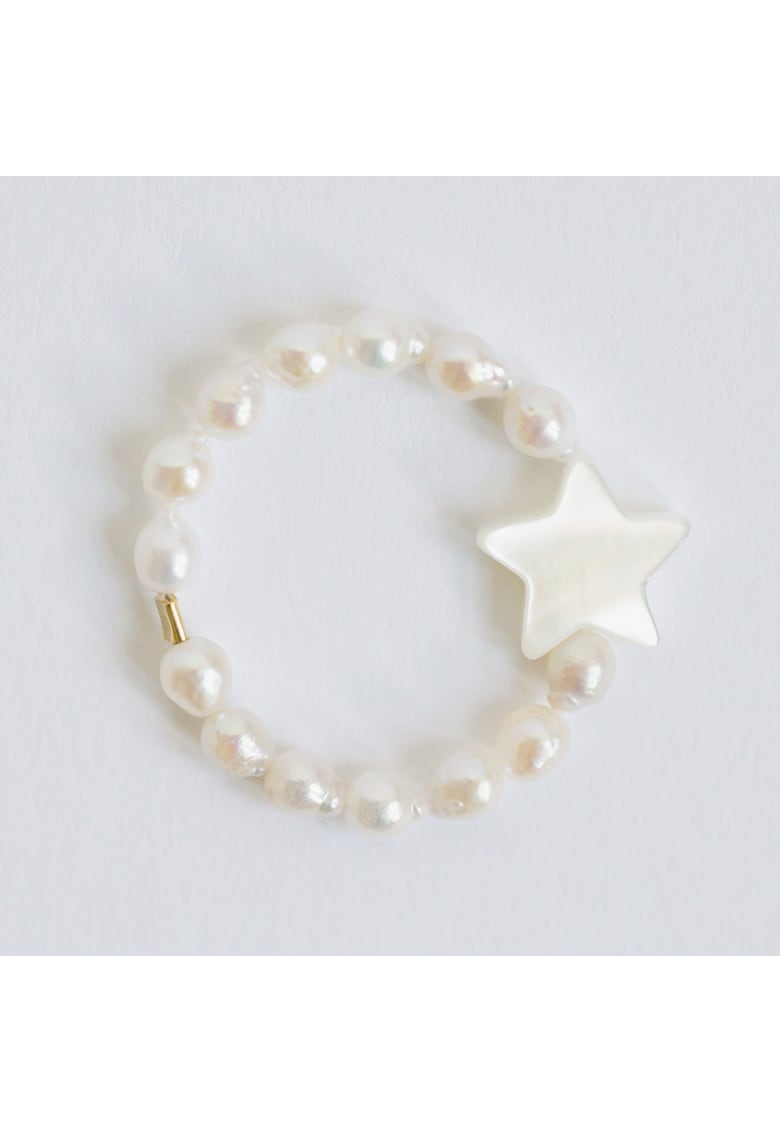 Inel handmade realizat din scoica - steluta sidef - inchidere accesoriu argint925 placat cu aur