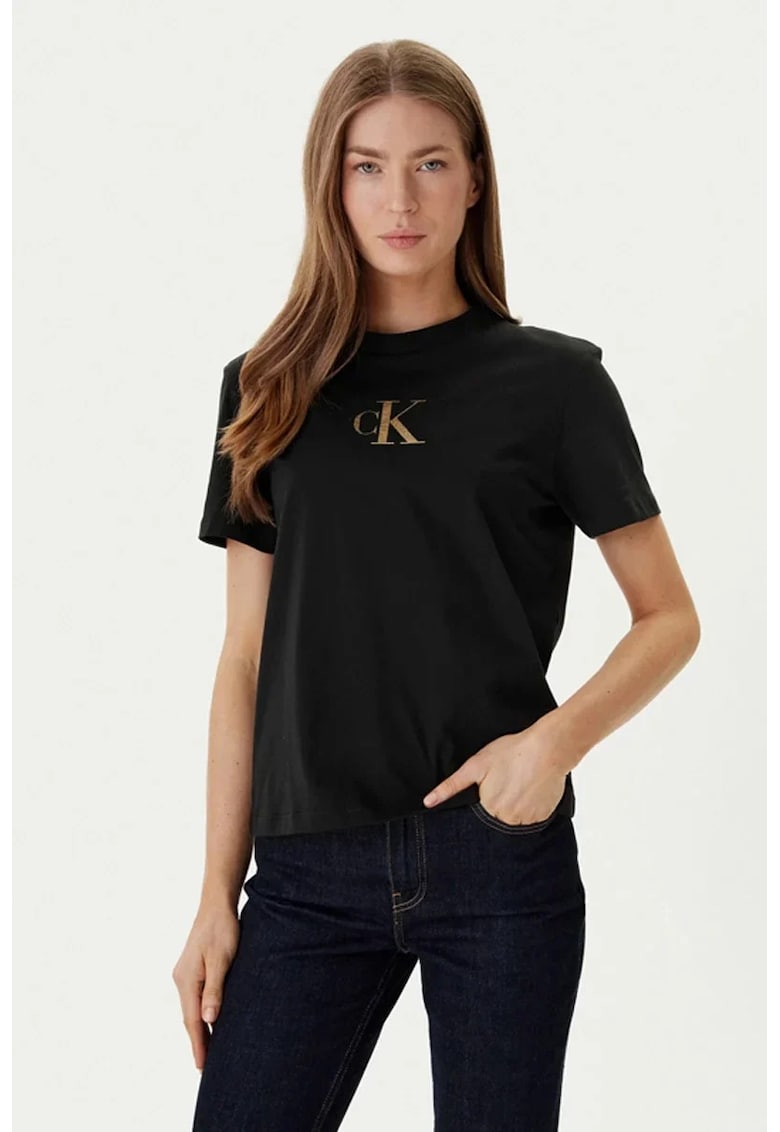 Tricou cu imprimeu logo - Negru - Negru