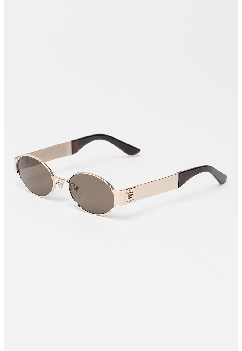 Ochelari de soare ovali cu rama metalica - Auriu/Negru stins