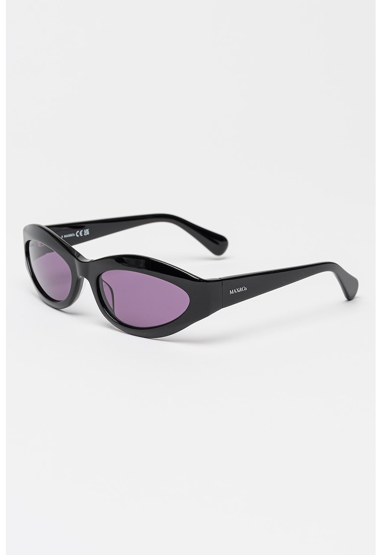 Ochelari de soare cat-eye cu logo pe brate - Negru