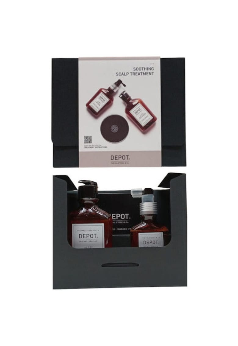 Set cadou pentru scalp sensibil DEPOT: Sampon 250 ml + Lotiune tonica 100 ml + Incarcator wireless