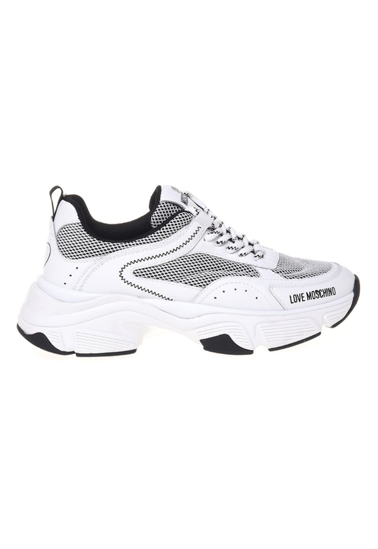 Pantofi sport din textil si piele naturala - Alb