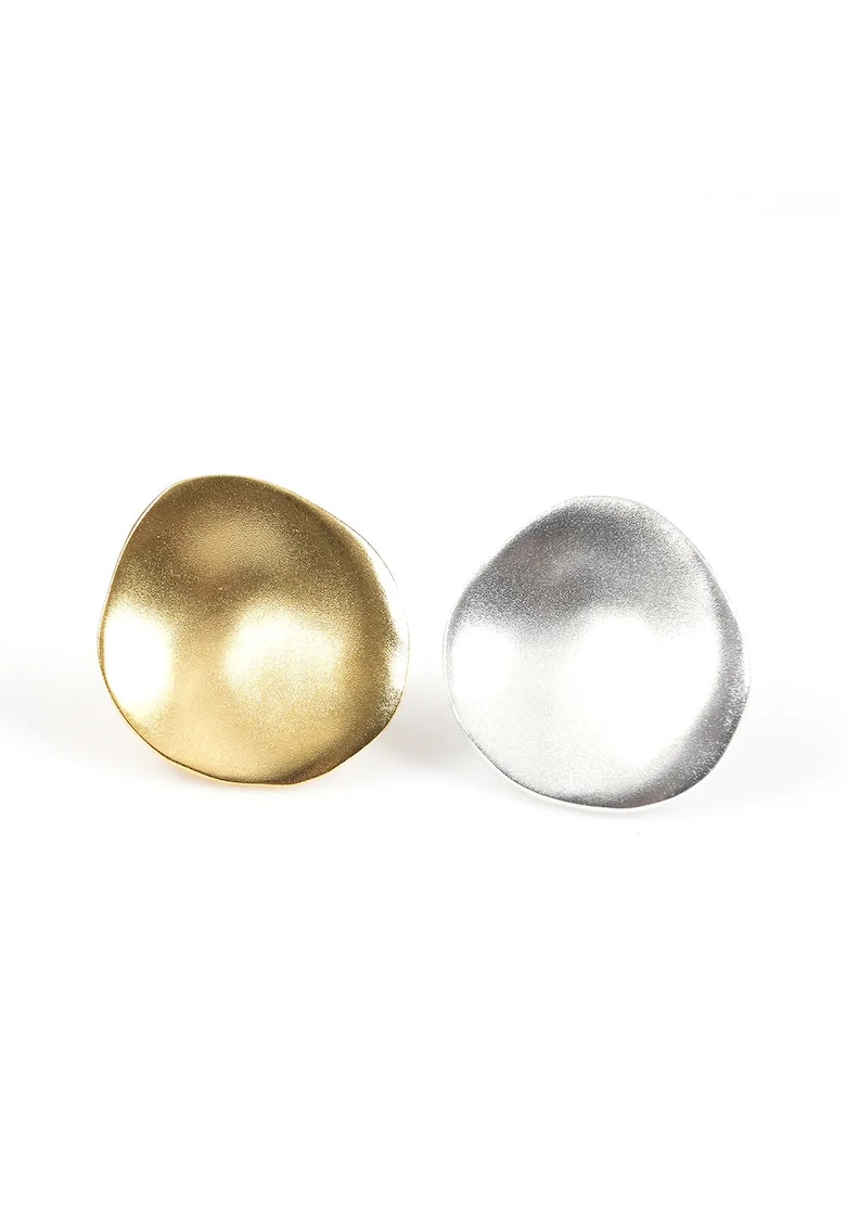 Cercei asimetrici aurii si argintii - finisaj mat