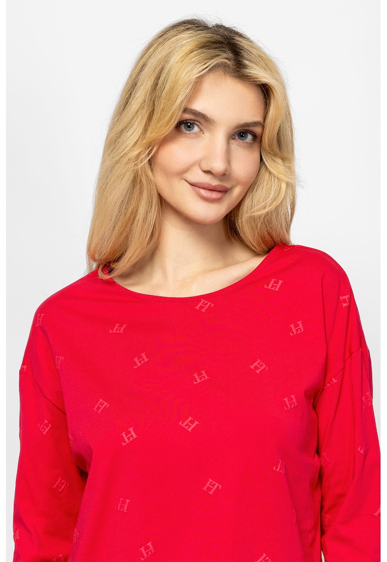 Bluza cu maneci trei sferturi si model cu logo discret Cresy - Coral