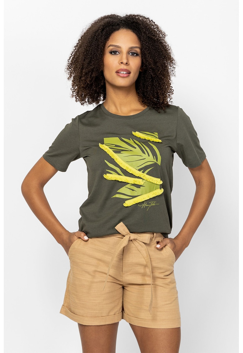 Tricou din amestec de modal cu imprimeu abstract Marakesh - Verde sparanghel