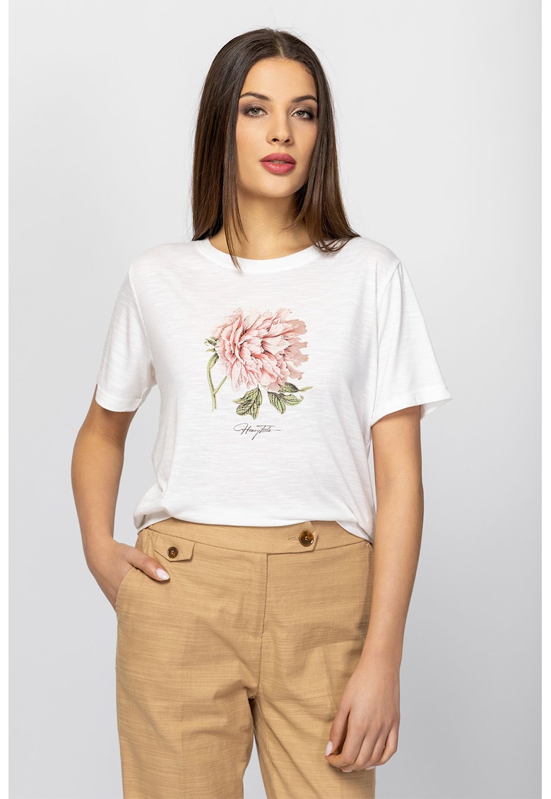 Tricou cu imprimeu floral Melivi - Alb/Roz pal
