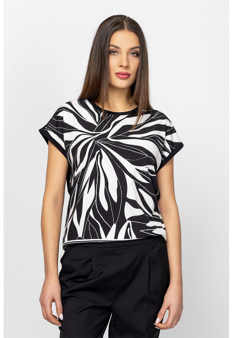 Tricou din amestec de modal cu model in doua tonuri Monsa