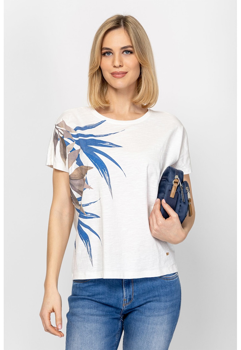 Tricou din bumbac cu detaliu cu imprimeu grafic Morinia - Gri/Alb murdar/Albastru