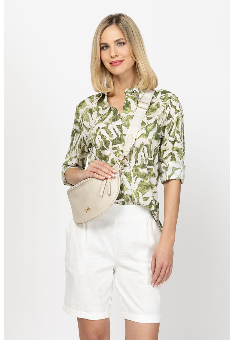 Camasa din bumbac cu model Ravira - Verde sparanghel/Alb murdar