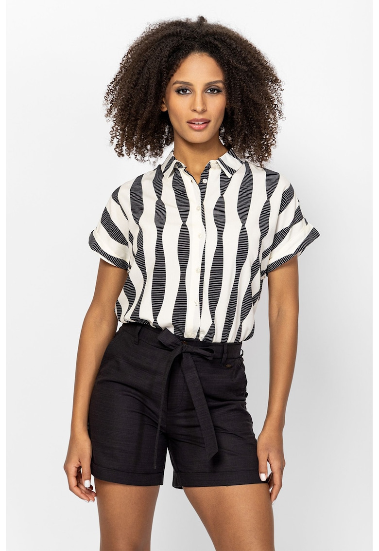 Camasa cu model Rhinty - Negru/Alb murdar