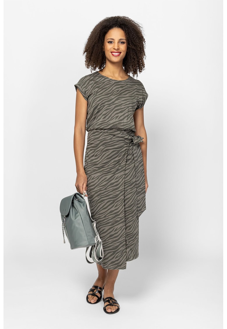 Rochie midi cu model in dungi Vion - Grej/Gri inchis