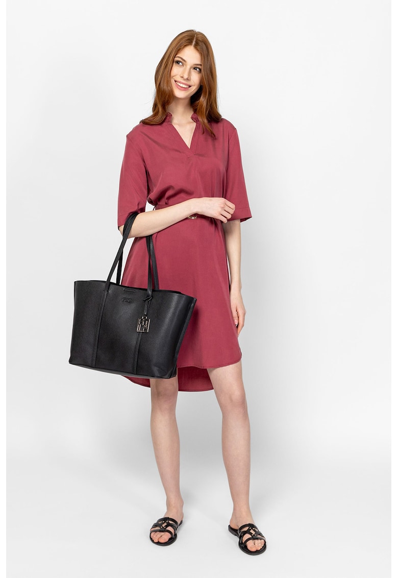 Rochie asimetrica cu decolteu in V Voncil - Rosu stins