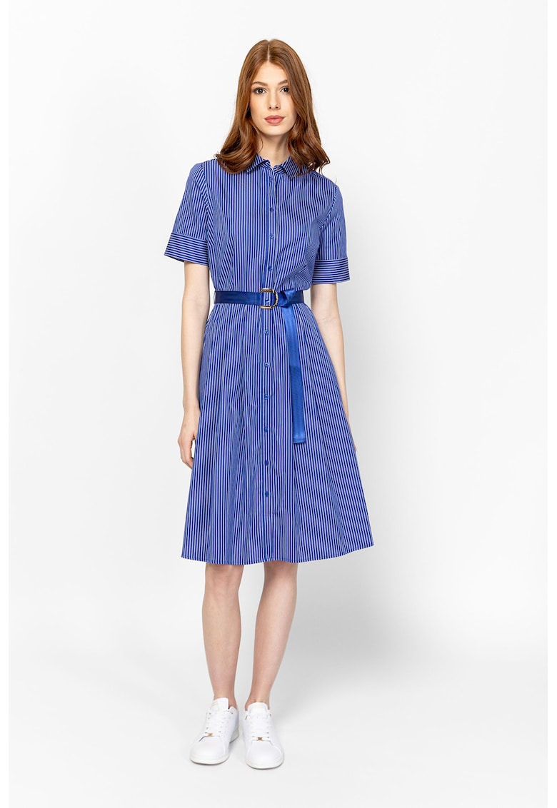 Rochie evazata cu model in dungi Voppy - Albastru