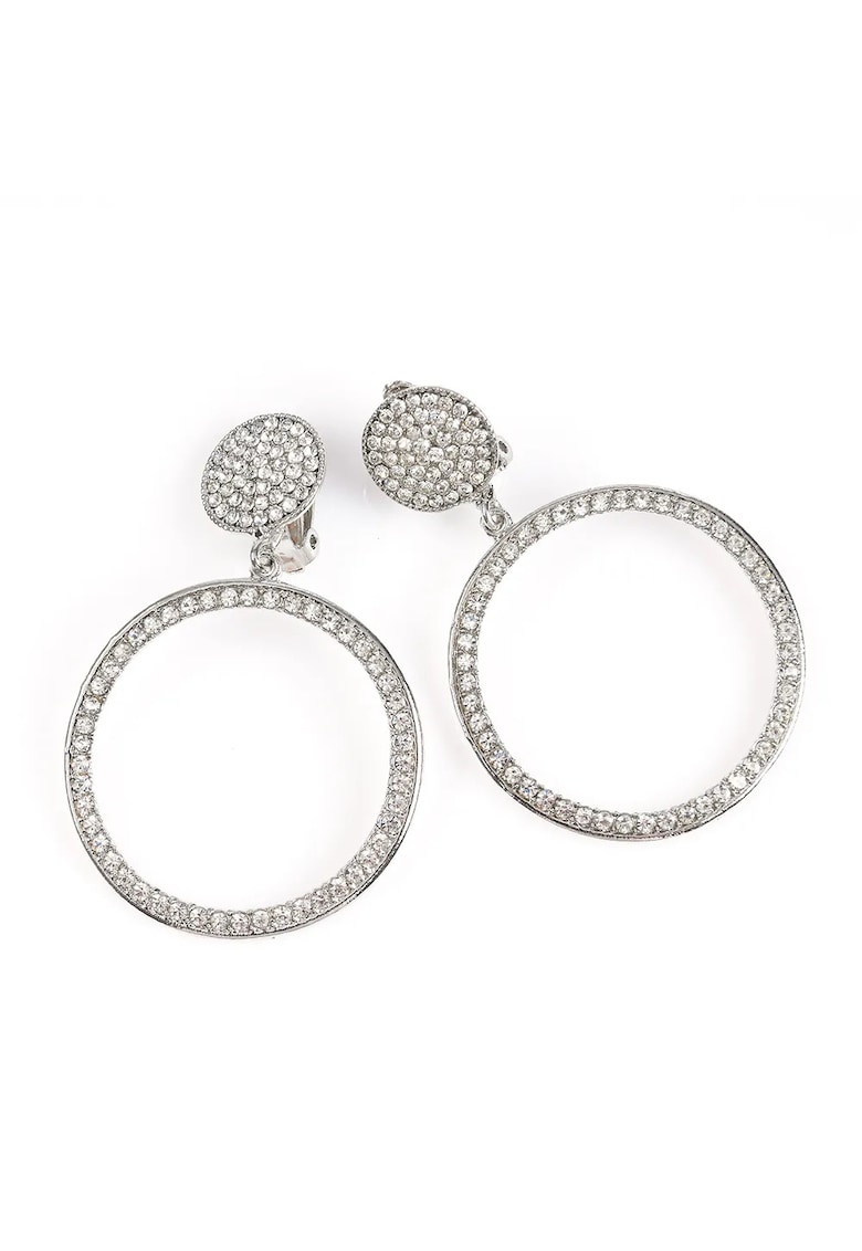 Cercei rotunzi cu clips si strasuri