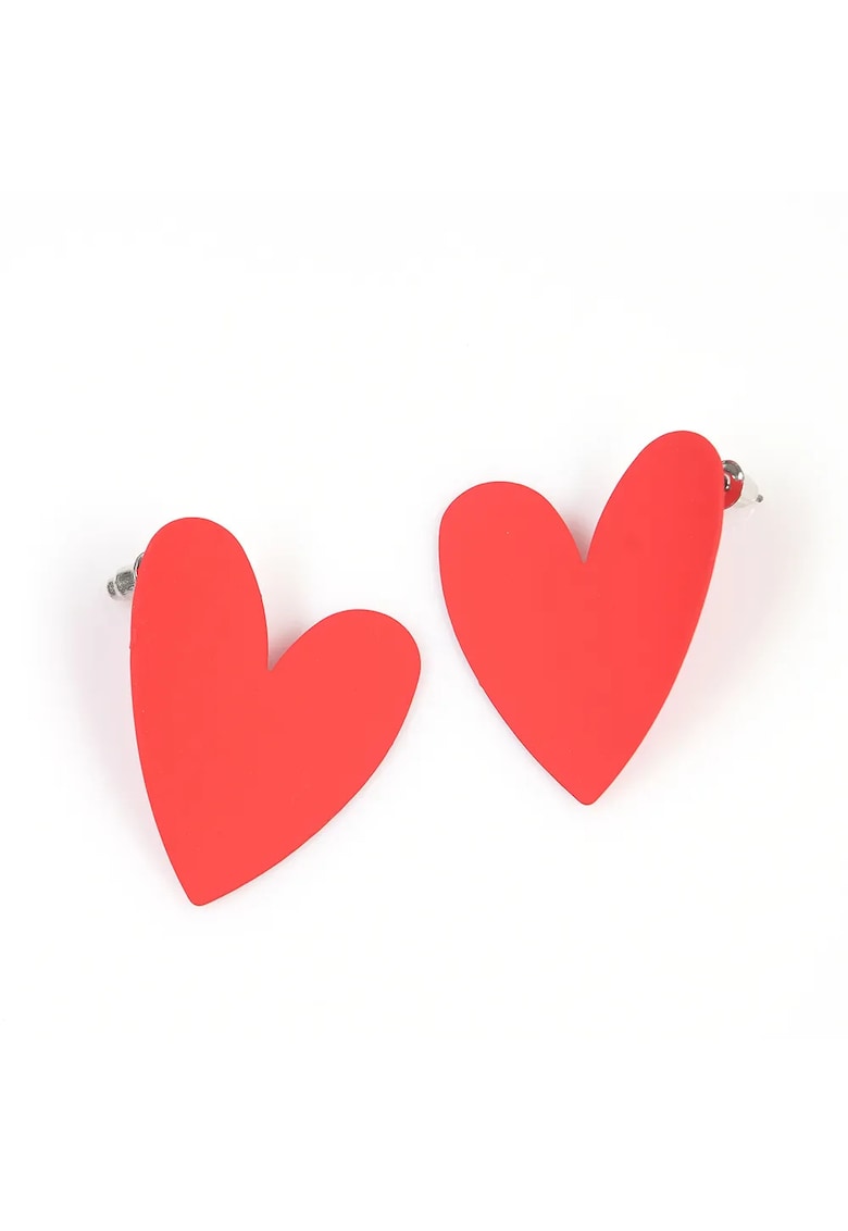 Cercei in forma de inima rosie cu design minimalist