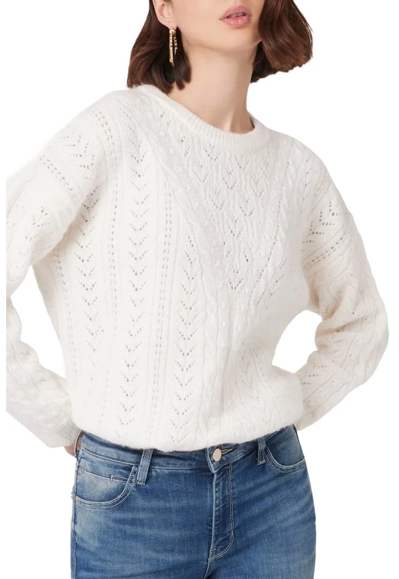 Pulover din tricot ajurat W5RR0W - Alb