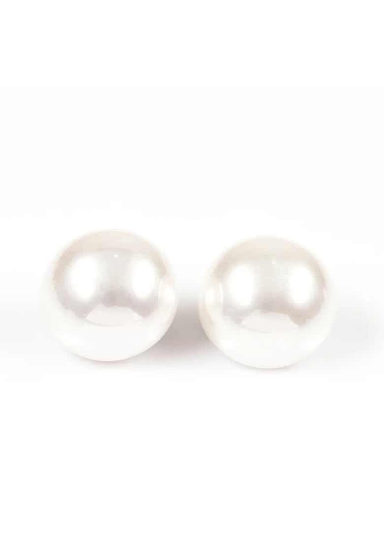 Cercei rotunzi cu perle oversized si clips