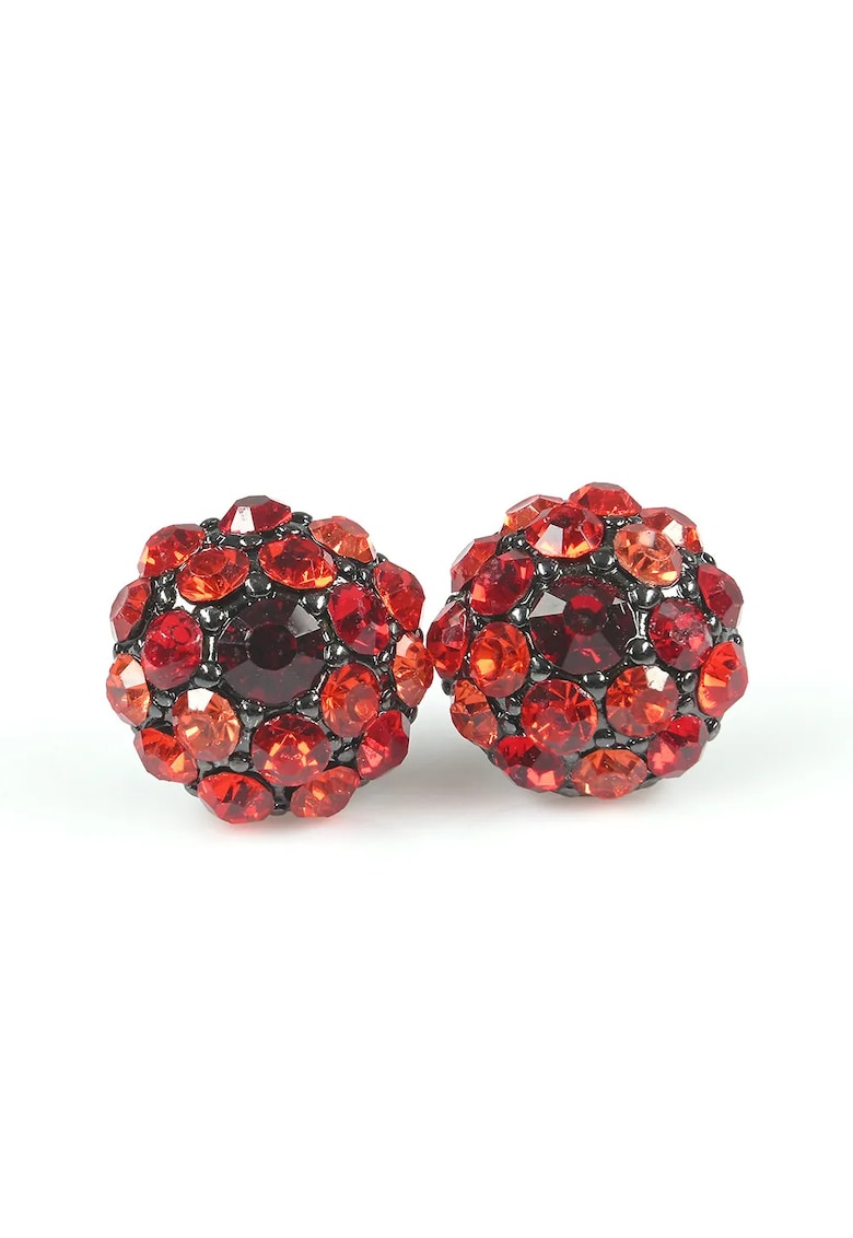 Cercei rotunzi cu pietre roșii - 2x2cm