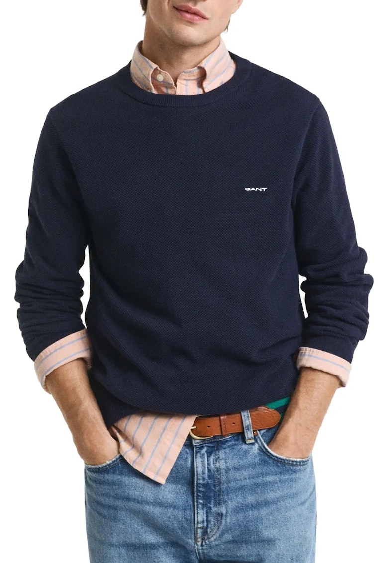 Pulover barbati din bumbac pique 8040521 Bleumarin